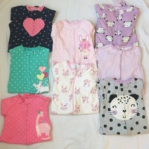 8 Girl’s PJ onesies all zipper